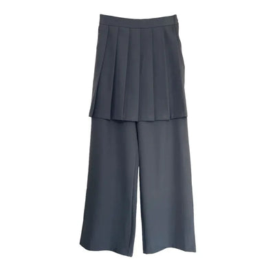 SET Skirt-Pants Pleated Pintuck Wide Layered Skirt-Pants Set Korea