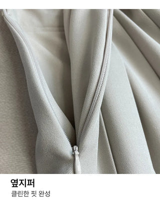 SET Skirt-Pants Pleated Pintuck Wide Layered Skirt-Pants Set Korea