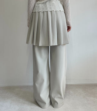 SET Skirt-Pants Pleated Pintuck Wide Layered Skirt-Pants Set Korea