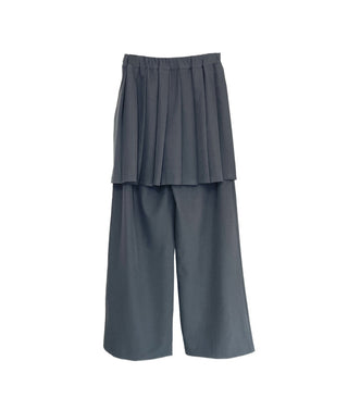 SET Skirt-Pants Pleated Pintuck Wide Layered Skirt-Pants Set Korea