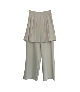 SET Skirt-Pants Pleated Pintuck Wide Layered Skirt-Pants Set Korea