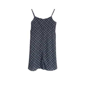 Bustier Korean Sleeveless Shirred Midi Layered Check Midi Dress
