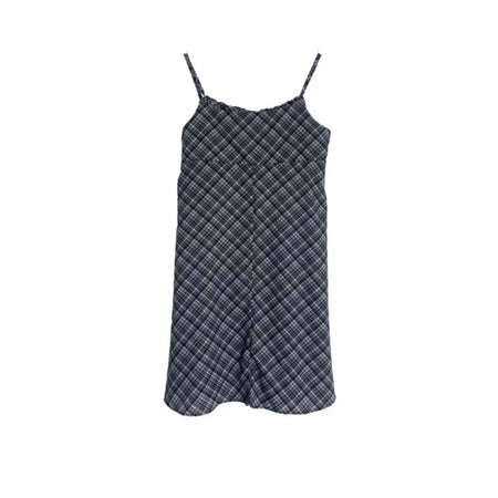 Bustier Korean Sleeveless Shirred Midi Layered Check Midi Dress