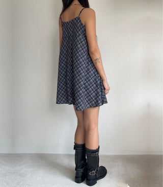 Bustier Korean Sleeveless Shirred Midi Layered Check Midi Dress