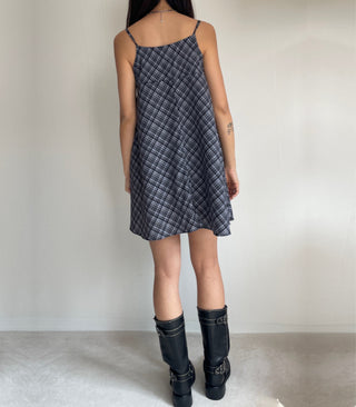 Bustier Korean Sleeveless Shirred Midi Layered Check Midi Dress