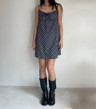 Bustier Korean Sleeveless Shirred Midi Layered Check Midi Dress