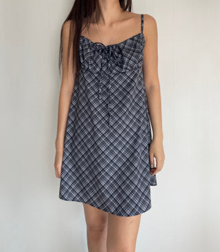 Bustier Korean Sleeveless Shirred Midi Layered Check Midi Dress