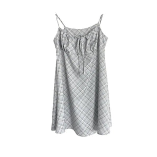 Bustier Korean Sleeveless Shirred Midi Layered Check Midi Dress