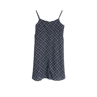 Bustier Korean Sleeveless Shirred Midi Layered Check Midi Dress