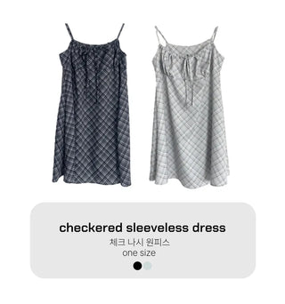 Bustier Korean Sleeveless Shirred Midi Layered Check Midi Dress