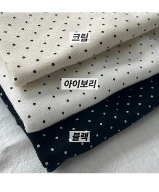 Summer Dot Ribbed Sleeveless Inner Square Neck Strappy Top