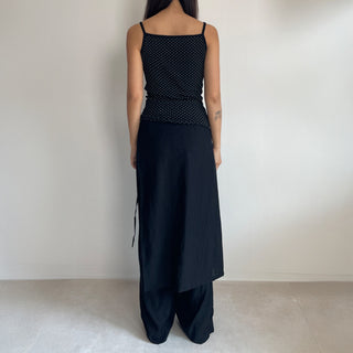 Summer Dot Ribbed Sleeveless Inner Square Neck Strappy Top
