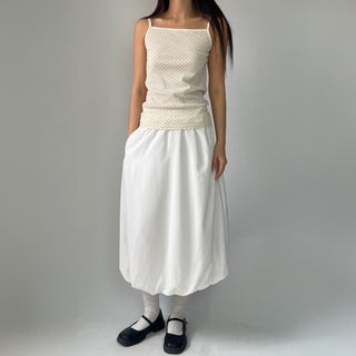 Summer Dot Ribbed Sleeveless Inner Square Neck Strappy Top
