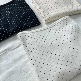 Summer Dot Ribbed Sleeveless Inner Square Neck Strappy Top