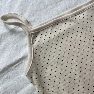 Summer Dot Ribbed Sleeveless Inner Square Neck Strappy Top
