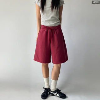 Korean-Made Bermuda Training Wide-Length Waist Pants