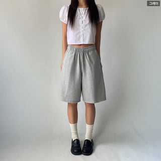 Korean-Made Bermuda Training Wide-Length Waist Pants