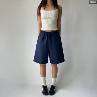 Korean-Made Bermuda Training Wide-Length Waist Pants