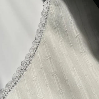V-neck Lace Punching Frill Shirring Ribbon Mini Dress