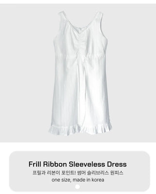 V-neck Lace Punching Frill Shirring Ribbon Mini Dress