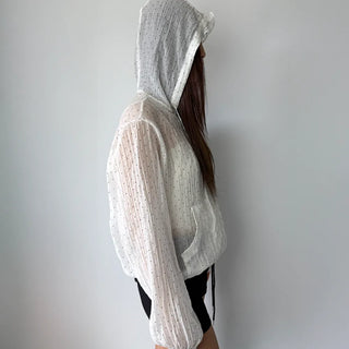 Dot See-through Thin Hoodie Rainy Season Zip-up Summer Hoodie Windbreaker
