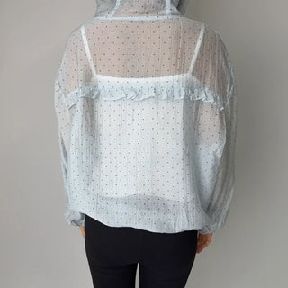 Dot See-through Thin Hoodie Rainy Season Zip-up Summer Hoodie Windbreaker