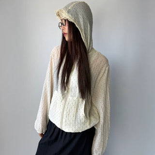 Dot See-through Thin Hoodie Rainy Season Zip-up Summer Hoodie Windbreaker