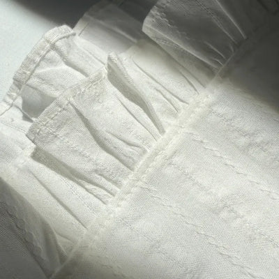 Lace Embroidered Punched Frill A-Line Cotton Elastic Waist Long Skirt