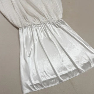 Lace Embroidered Punched Frill A-Line Cotton Elastic Waist Long Skirt