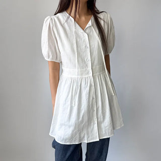 Lace Embroidered Puff Summer Short Sleeve Mini Dress