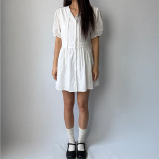 Lace Embroidered Puff Summer Short Sleeve Mini Dress