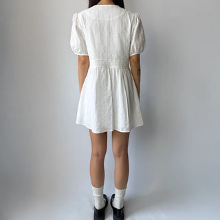 Lace Embroidered Puff Summer Short Sleeve Mini Dress