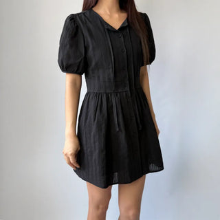 Lace Embroidered Puff Summer Short Sleeve Mini Dress