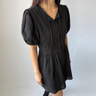 Lace Embroidered Puff Summer Short Sleeve Mini Dress