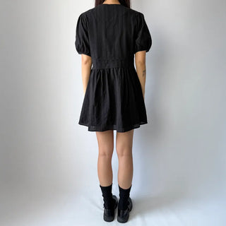 Lace Embroidered Puff Summer Short Sleeve Mini Dress