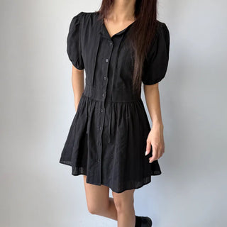 Lace Embroidered Puff Summer Short Sleeve Mini Dress