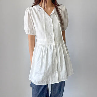 Lace Embroidered Puff Summer Short Sleeve Mini Dress