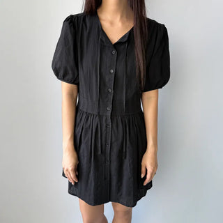 Lace Embroidered Puff Summer Short Sleeve Mini Dress