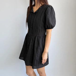 Lace Embroidered Puff Summer Short Sleeve Mini Dress