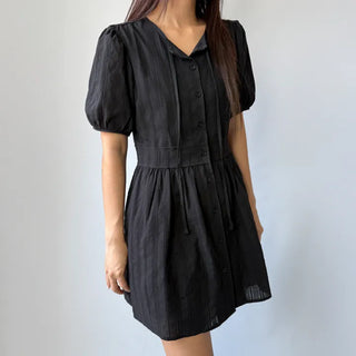 Lace Embroidered Puff Summer Short Sleeve Mini Dress