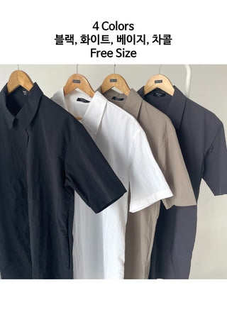 Summer Crinkly Anorak Midi Shirt Dress