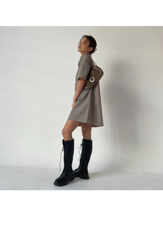 Summer Crinkly Anorak Midi Shirt Dress