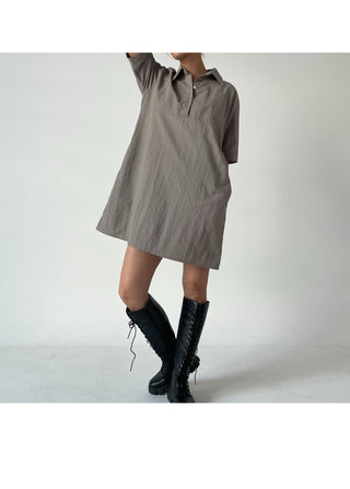 Summer Crinkly Anorak Midi Shirt Dress