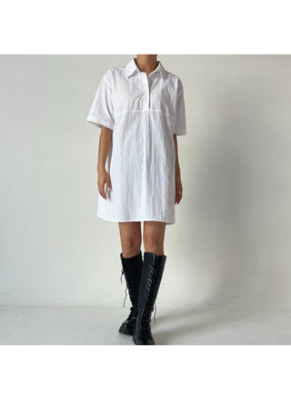 Summer Crinkly Anorak Midi Shirt Dress