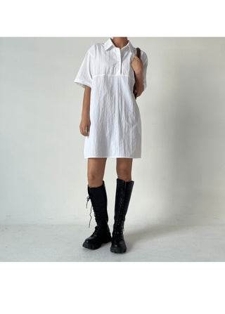 Summer Crinkly Anorak Midi Shirt Dress