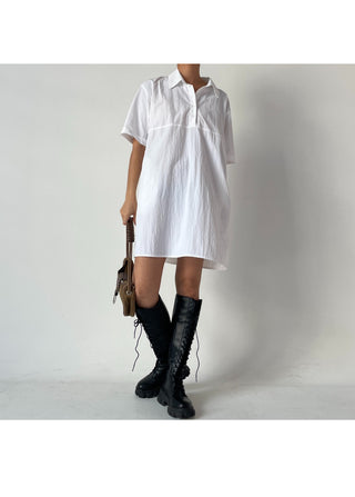 Summer Crinkly Anorak Midi Shirt Dress