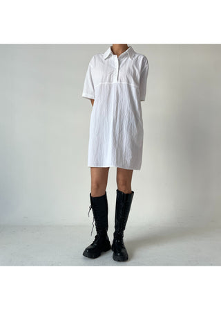 Summer Crinkly Anorak Midi Shirt Dress