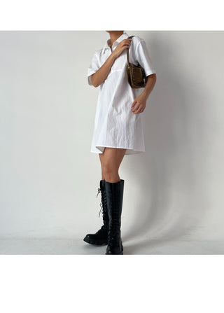 Summer Crinkly Anorak Midi Shirt Dress