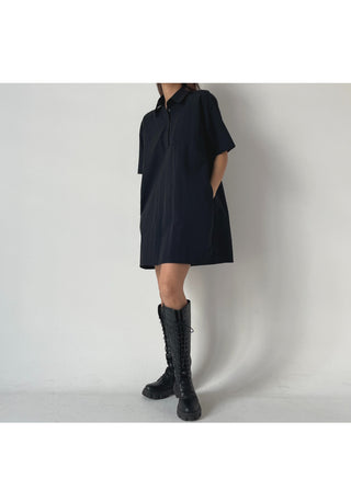 Summer Crinkly Anorak Midi Shirt Dress
