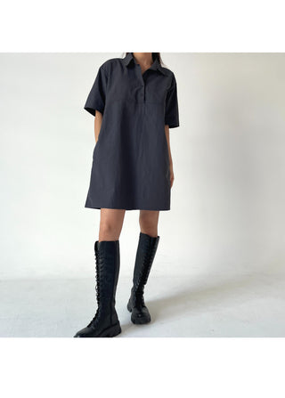Summer Crinkly Anorak Midi Shirt Dress